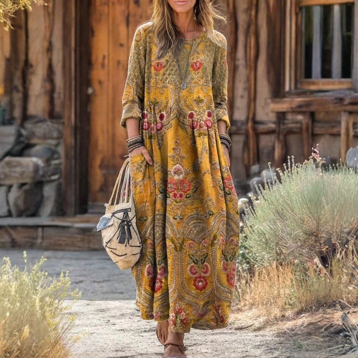 Laura | Sukienka damska maxi w kwiaty oversize